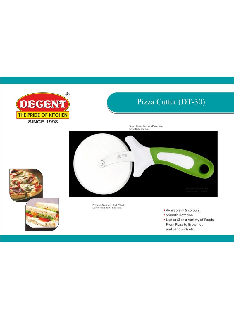 ديسينت ديسنت ستينلس ستيل بيتزا كَتَر | فور إنش (10.16 سم) ويل | 23.36 سم لينث | فينغر غارد آند إيرغونومِك هاندل | شارب كَتَرْز، بيتزا ويل، بيتزا سلايسر – نون سليب هاندل – ديشواشر سيف - Image 4